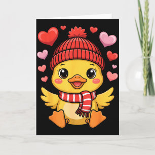 Kawaii-Enten-Valentinstag-Herzen-Winter-Schal Karte