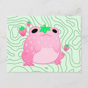Kawaii Erdbeer Frosch Softcore  Ankündigungspostkarte