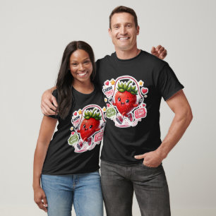 Kawaii-Erdbeer-Sprungseil-Fitness-Aufkleber T-Shirt
