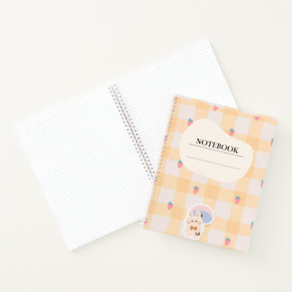 Kawaii Erdbeerbunny Gingham Pastell Notizbuch