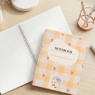 Kawaii Erdbeerbunny Gingham Pastell Notizbuch