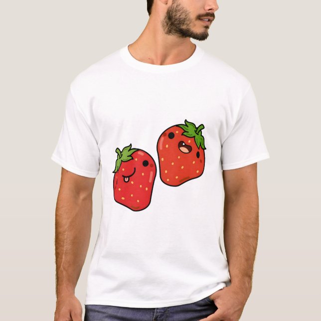 Kawaii Erdbeere Frucht T-Shirt (Vorderseite)