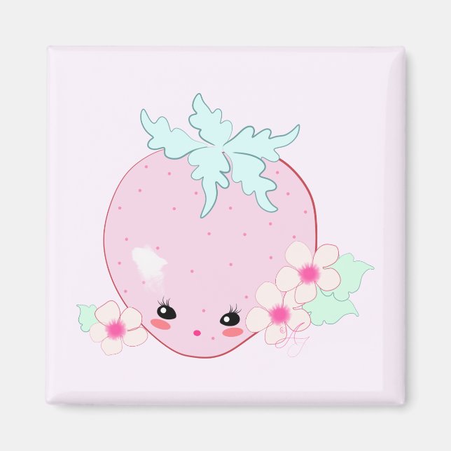 Kawaii Erdbeere Magnet (Vorne)