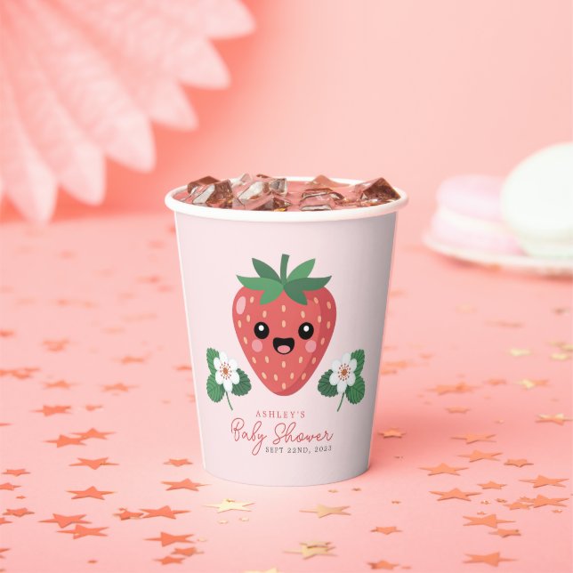 Kawaii Erdbeeren-Baby-Party Pappbecher (Insitu)