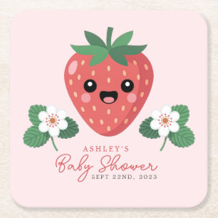 Kawaii Erdbeeren-Baby-Party Rechteckiger Pappuntersetzer