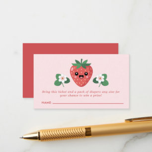Kawaii Erdbeeren-Baby-Party-Windel-Raffle Begleitkarte