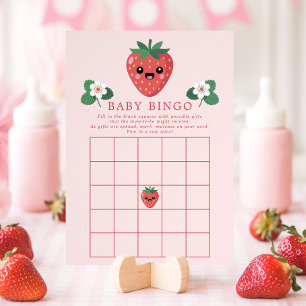 Kawaii Erdbeeren-Baby-Shower-Bingo-Spielkarte Einladung