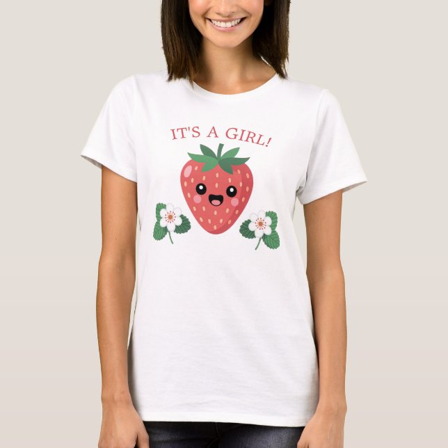Kawaii Erdbeeren-Baby-Shower-Mama-wird-Es-ist-ein- T-Shirt (Vorderseite)