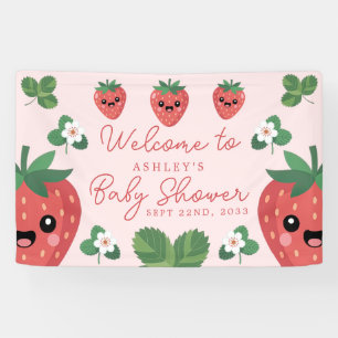Kawaii Erdbeeren-Baby-Shower-Willkommen Banner