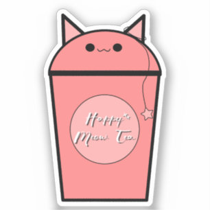 Kawaii Erdbeeren Meow Tee Vinyl Aufkleber