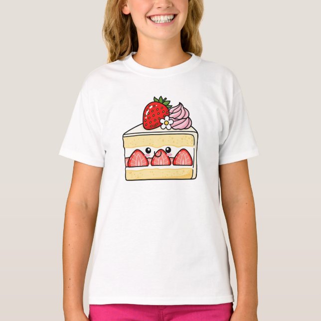 Kawaii-Erdbeerküchenscheibe  T-Shirt (Vorderseite)
