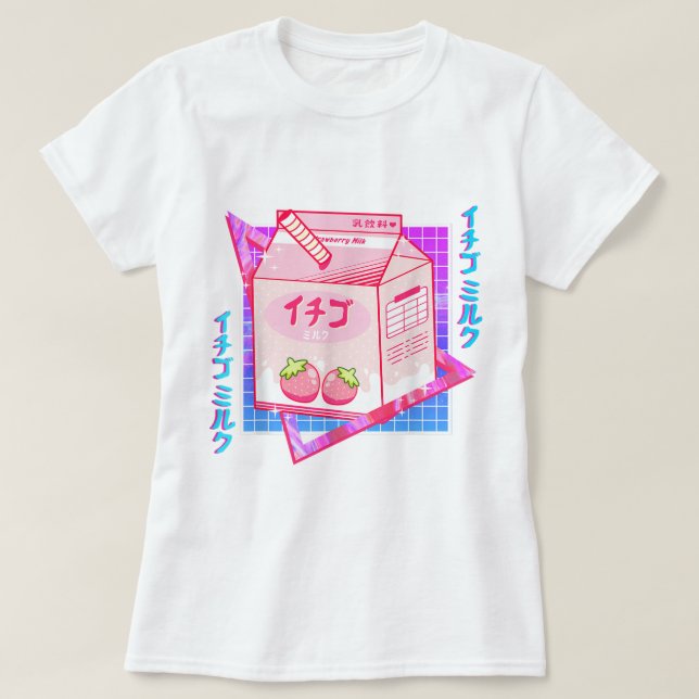 Kawaii Erdbeermilch-Ästhetik T-Shirt (Design vorne)