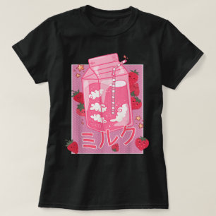 Kawaii Erdbeermilch japanische Ästhetik T-Shirt