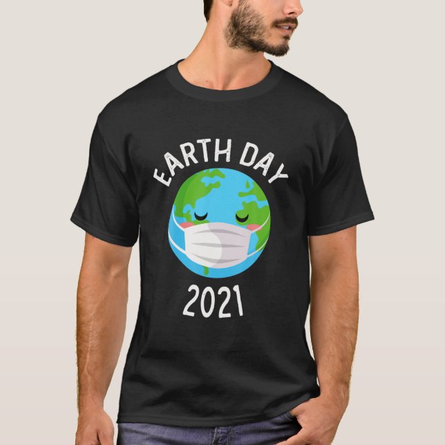 Kawaii Erde mit Gesichtsmaske | Funny Earth D T-Shirt (Vorderseite)
