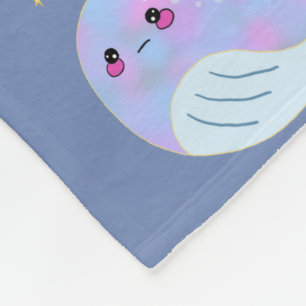 Kawaii Ernsthafter Narwal Fleecedecke