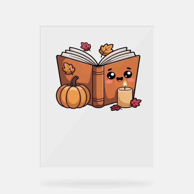 Kawaii Erntedank Buch Oversifizierter T - Shirt Acrylschild (Vorderseite)