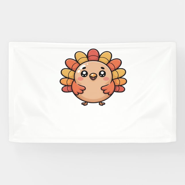 Kawaii Erntedank Truthahn Klassischer T - Shirt Banner (Horizontal)