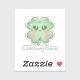 Kawaii errötendes vierblättriges Kleeblatt Glücksb Aufkleber