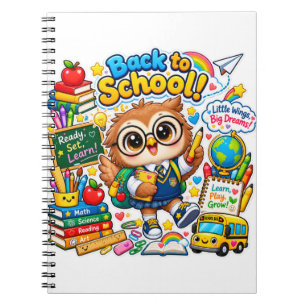 Kawaii-Eule Bereit Zum Lernen Zurück zur Schule No Notizblock