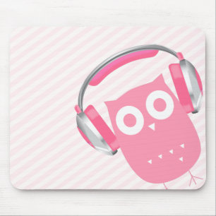Kawaii Eule w/Headphones Mousepad