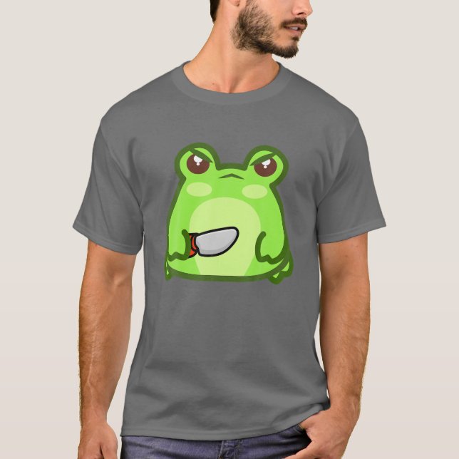 Kawaii Evil Frog mit Knife Niedlich Kawaii Froggy T-Shirt (Vorderseite)