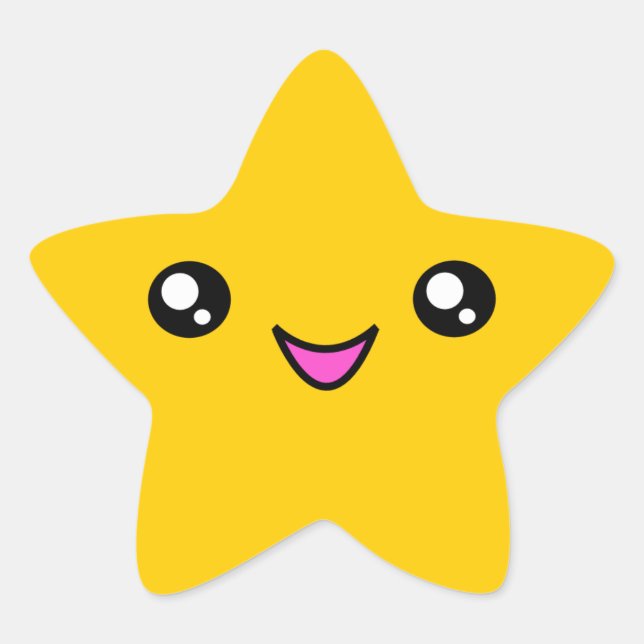 Kawaii Face Gold Star Sticker (Vorderseite)