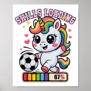 Kawaii Fähigkeiten Laden 67 Fußball Einhorn Score Poster