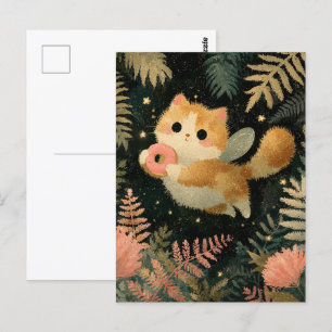 Kawaii Fairy Cat mit Donut Postkarte