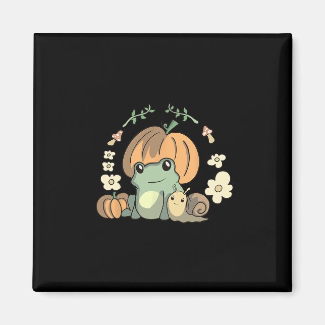 Kawaii Fall Kernästhetischer Frosch mit Pumpki Magnet (Vorne)