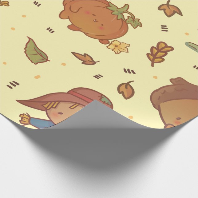 Kawaii Fall Wrapping Paper Geschenkpapier (Ecke)