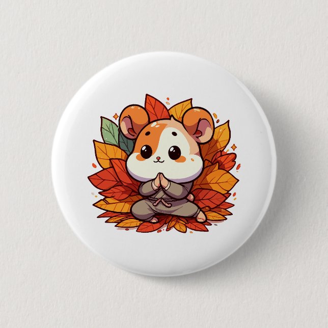 Kawaii Fallhamster Yoga Button (Vorderseite)