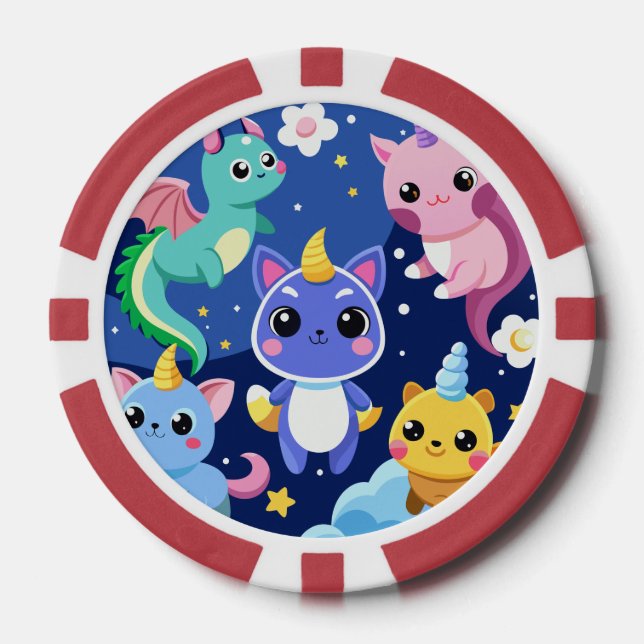 Kawaii Fantasy-Kreaturen Pokerchips (Vorderseite)