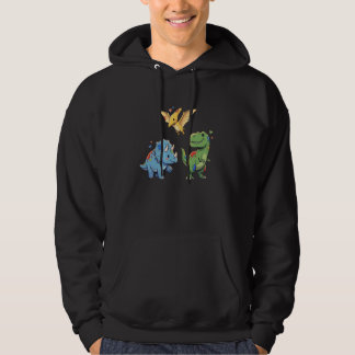 Kawaii-Farbdinosaurierspülung für Kinderfreude Hoodie