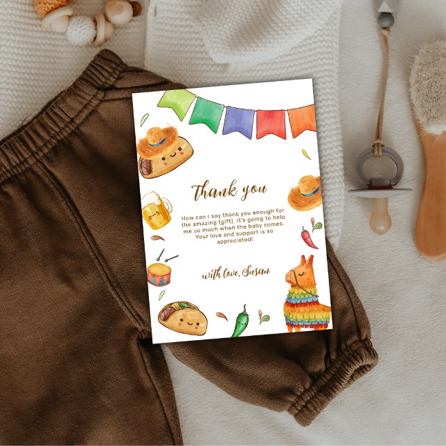 Kawaii Fiesta Taco 'Bout A Baby Shooter Dankeskarte (Kawaii Fiesta Taco 'Bout A Baby Shower Thank You Card)