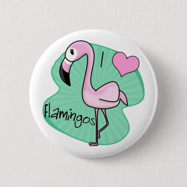 Kawaii Flamingo-Geschenke Button (Vorderseite)