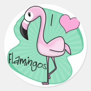 Kawaii Flamingo Gifts Runder Aufkleber