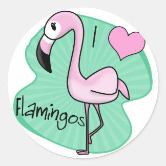 Kawaii Flamingo Gifts Runder Aufkleber