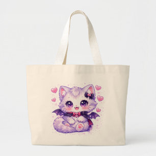 Kawaii-Fledermaus-Kitty – Süße Vampir-Flügelkatze Jumbo Stoffbeutel