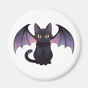 Kawaii Fledermausflügel schwarze Katze Halloween Magnet