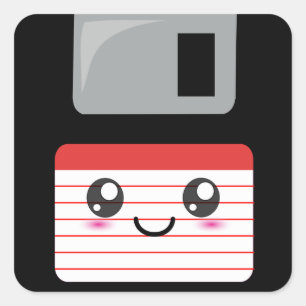 Kawaii Floppy Disk Quadratischer Aufkleber