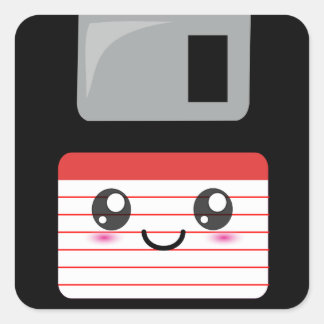 Kawaii Floppy Disk Quadratischer Aufkleber