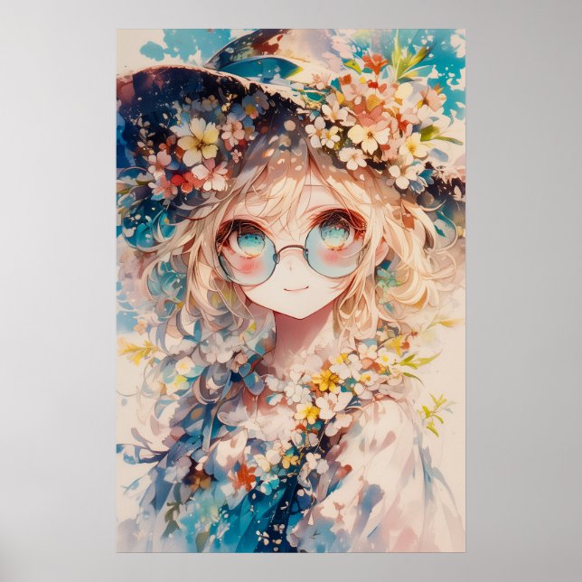 Kawaii Floral Girl Poster (Vorne)