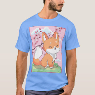 Kawaii Fo Japanese Kitsune Sakura Cherry Blossom T-Shirt