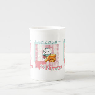 kawaii food- niedliche milch und koch, rosa, türki prozellantasse