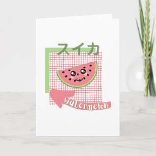 kawaii food - niedliche Wassermelone, rosa, grün Karte