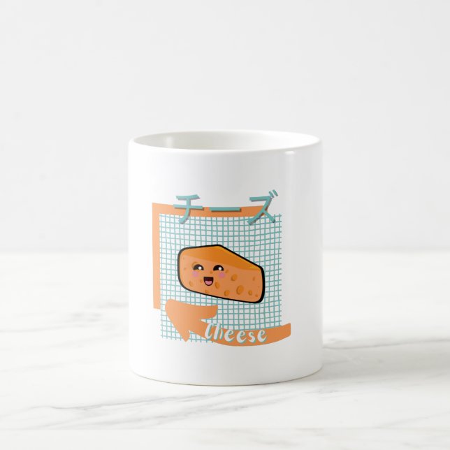 kawaii food- niedlicher käse, orange, türkis kaffeetasse (Mittel)
