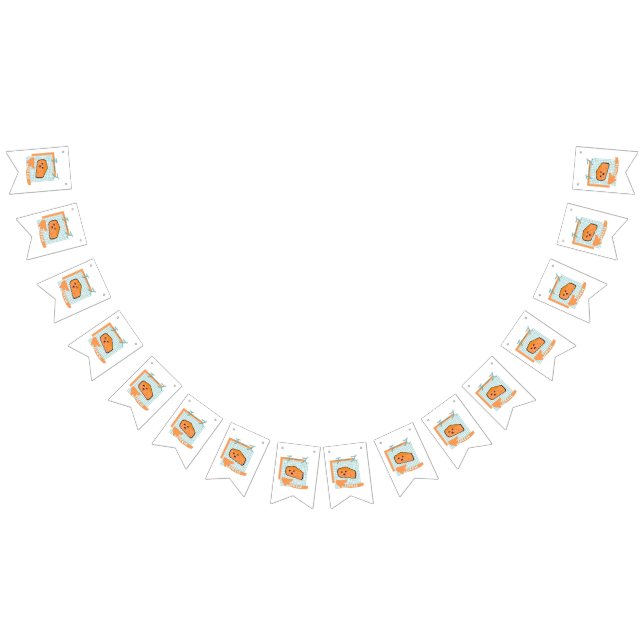 kawaii food- niedlicher käse, orange, türkis wimpelkette (Alle)