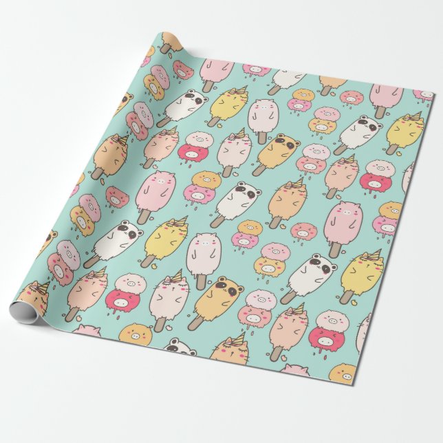 Kawaii Food Wrapping Paper Geschenkpapier (Ungerollt)