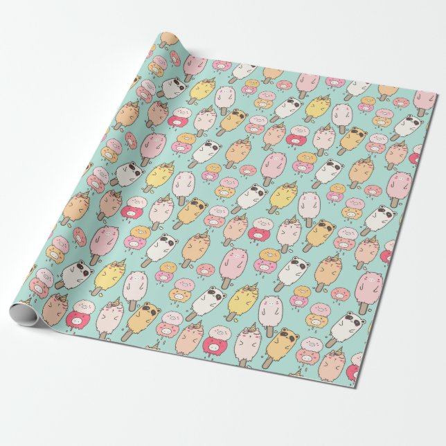 Kawaii Food Wrapping Paper Geschenkpapier (Ungerollt)
