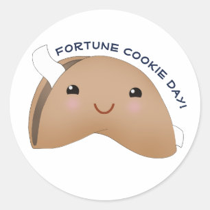 Kawaii Fortune Cookie Day Runder Aufkleber